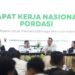 Ketua Umum PP PORDASI Aryo PS Djojohadikusumo saat memberikan sambutan mengenai visi 'Kerja Nyata' dan perencanaan matang untuk prestasi berkuda Indonesia di Rakernas 2026.