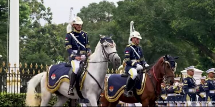 Penampakan Barisan Pasukan Berkuda. (Dokumentasi Youtube Sekretariat Presiden)