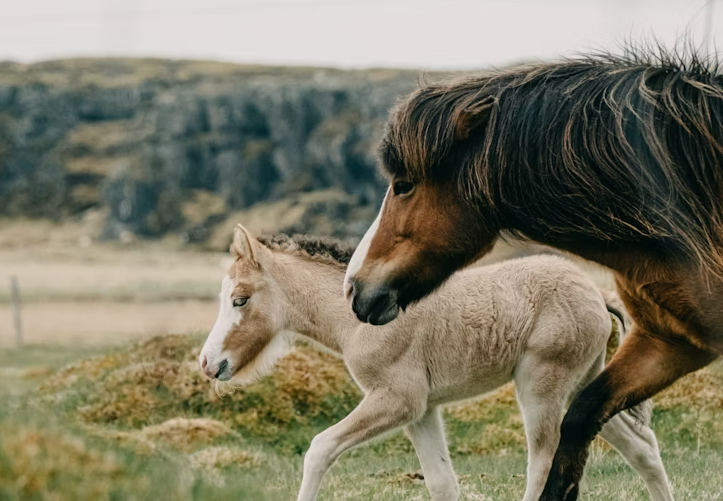Ilustrasi---Penampakan bayi kuda saat berjalan dengan kuda dewasa. (tangkapan layar/unsplash.com)