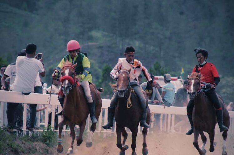 Ilustrasi-- Penampakan para peserta balap pacuan kuda saat bertanding. (Dokumentasi Pacuan Kuda Tradisional)