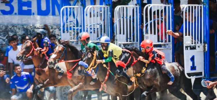 Ilustrasi para peserta balapan kuda saat bertanding di lintasan. (ist)