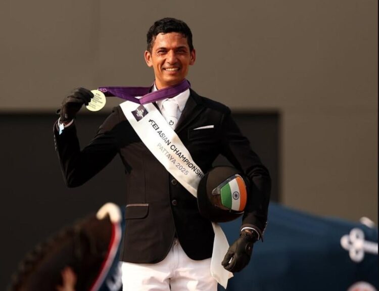 Altet berkuda Ashish Limaye sukses menjadi orang India pertama yang berhasil meraih medali emas individu pada ajang FEI Asian Equestrian Championships 2025 tahun lalu (tangkapan layar/Instagram)